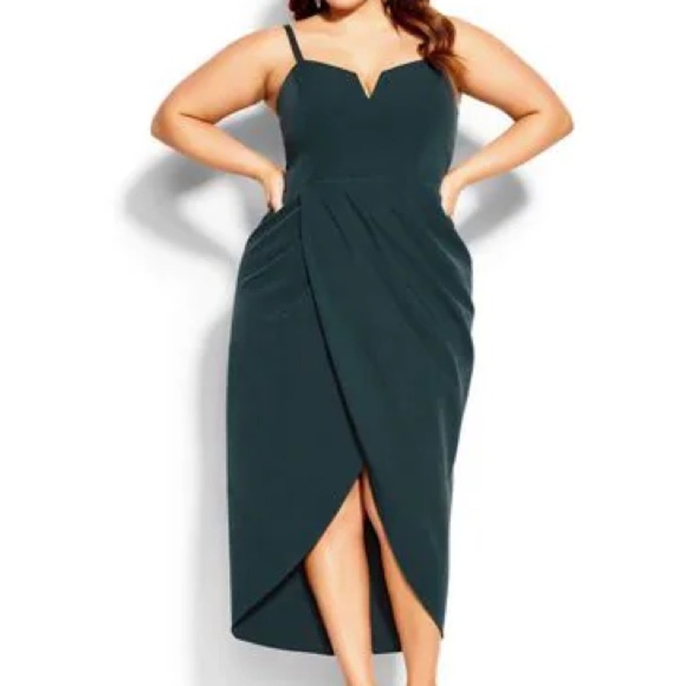 City Chic Dark Teal Midi Dress